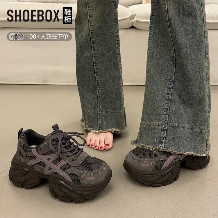 达芙妮集团旗下欧货厚底老爹鞋女小个子增高2025秋新款爆款运动鞋