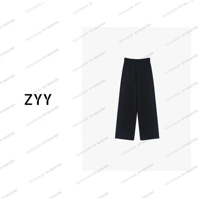 ZYY【复古回廊】2025S/S新品休闲阔腿裤垂坠感高腰针织X25QXXK04202