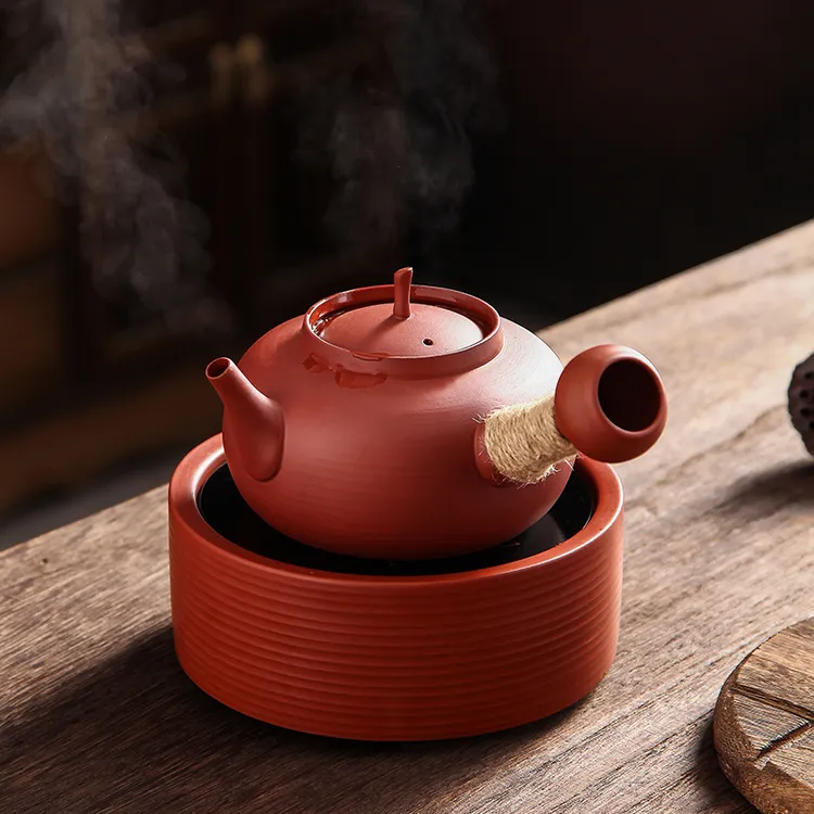 迷你电陶炉潮汕功夫茶红泥宫灯煮水茶壶小家电茶壶复古陶瓷跳跳壶