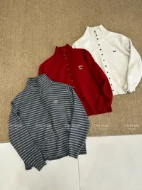 【欧尼家】冬季~韩系立领排扣毛织衫 衣长60