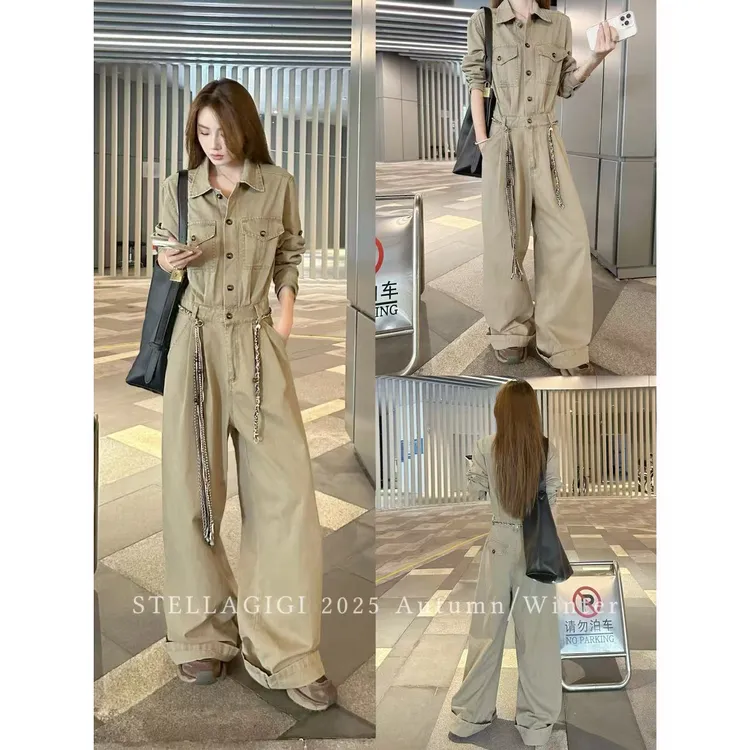 SG / 杨依姗 AW 慵懒街头风 设计款系带收腰工装连体裤K-20252081