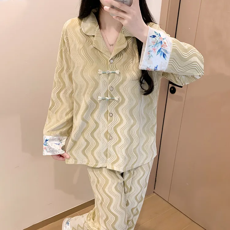 亲棉初品秋冬季国风盘扣长袖睡衣女款爆款2025新款休闲家居服套装