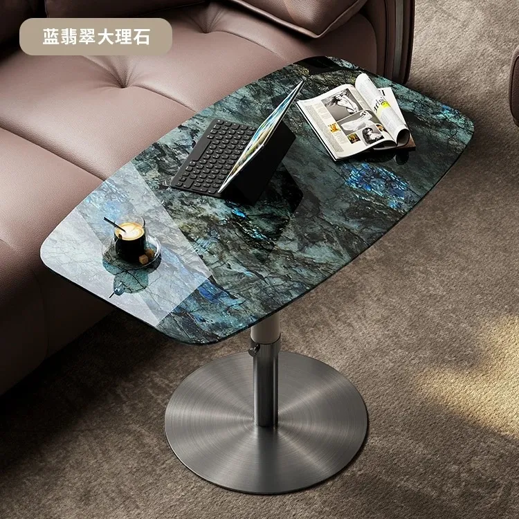 简约现代天然大理石可升降旋转创意沙发边几奢石洽谈小桌子角几