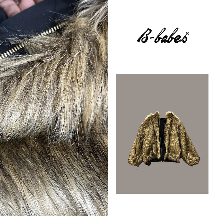 B-babes【两穿外搭】高级复古双面加厚毛绒皮草短款工装派克服外套