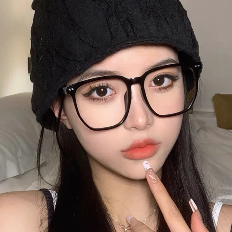 素颜变色防蓝光眼镜女款大框显脸小成品近视镜平光镜复古眼镜框男
