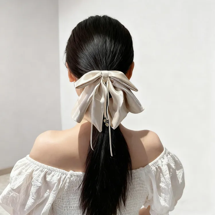 抓夹日韩女仙女风发夹抓夹米色发饰顶夹复古发卡超仙甜美