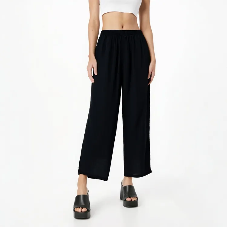 新款夏季女士100%苎麻阔腿裤BB0383-A时尚舒适透气亲肤柔软