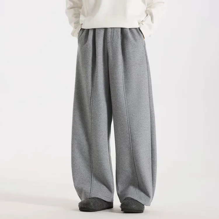 【伦敦雾语】醋酸羊毛混纺冬季极简纯色加绒直筒休闲裤秋冬裤子