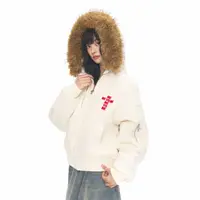 MEVSME座山雕棉服美式复古毛领刺绣连帽外套男女春秋情侣上衣外套