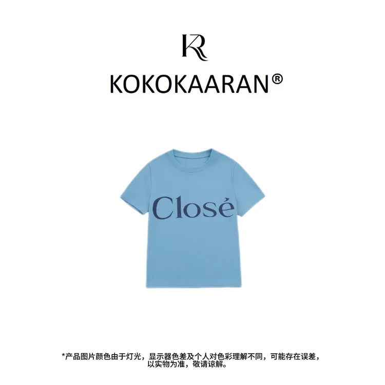 kokokaaran/可可咔伦100棉显瘦百搭圆领字母印花短袖SH250369