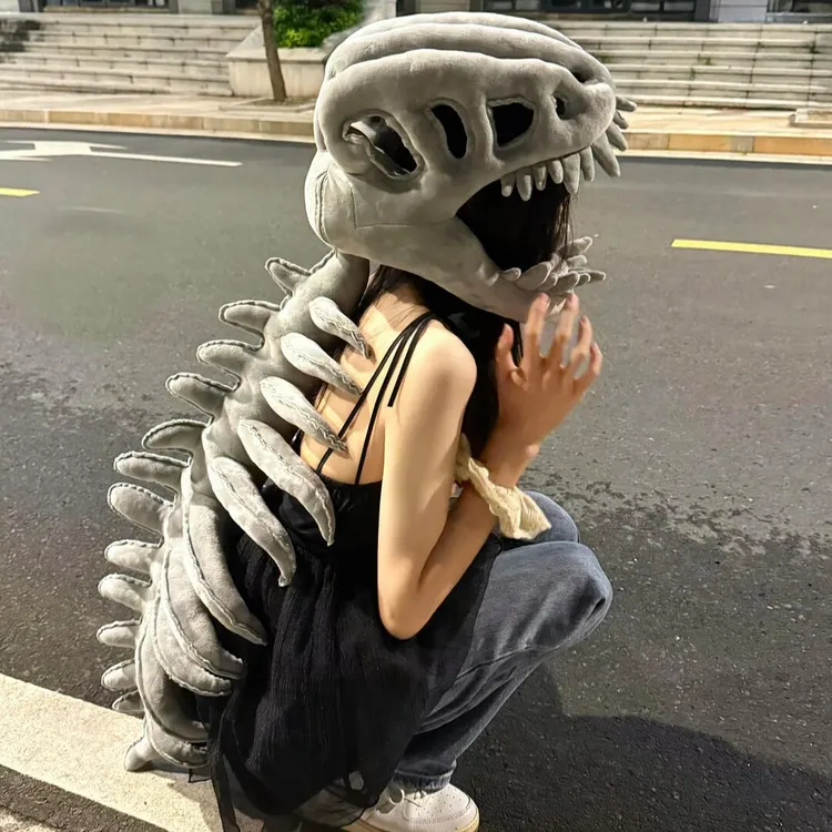 中华恐龙骨架头套装扮毛绒玩具表演服搞怪恐龙外骨骼玩偶儿童玩偶