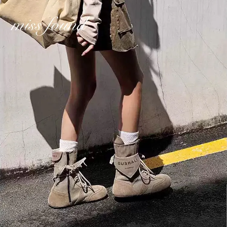 中筒马丁靴子透气薄款短靴户外工装单靴内增高废土风2025新款夏季