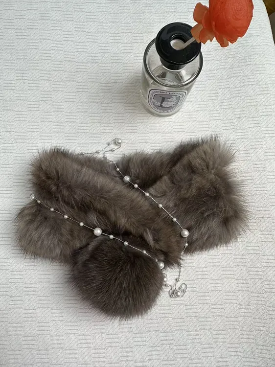 俄罗斯貂毛手工编织围巾围脖时尚保暖轻奢感整皮顺毛天然皮草