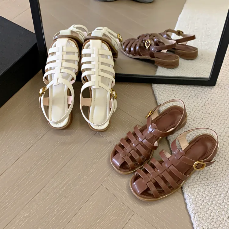 辰光拾锦手工女鞋丨文艺复古罗马凉鞋里外全皮舒适2.5cm低跟镂空