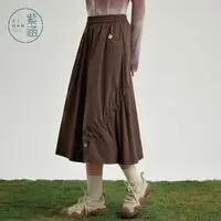 【女装优选WH】紫涵复古抽褶半身裙春秋高腰中长款a字裙Z5Z02SS624