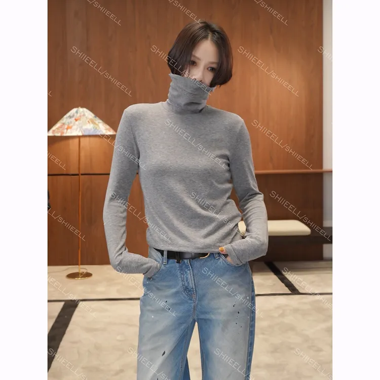 SHIIEELL【面膜羊毛T】高领百搭保暖打底衫堆堆领套头针织衫Z1F06
