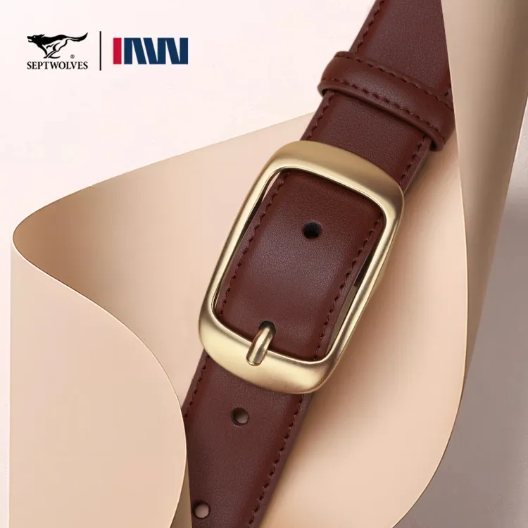 七匹狼皮带女士真皮2025新款休闲百搭针扣女款配牛仔裤牛皮腰带潮