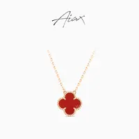 AIAX 925银 镀K金【复古阿罕布拉】幸运四叶蛇年红色项链TSJ9414