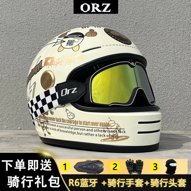 orz正品A类3C摩托车头盔复古全盔男女四季通用机车巡航盔日夜两用