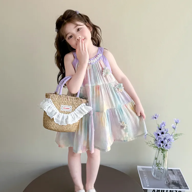女童连衣裙2025夏季新款洋气小女孩公主裙夏装儿童裙子宝宝背心裙