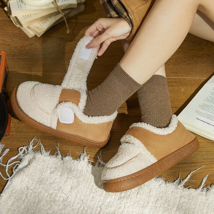 SHEGOTO冬季厚底中帮包跟棉拖鞋居家外穿ins棉鞋加厚毛保暖鞋冬