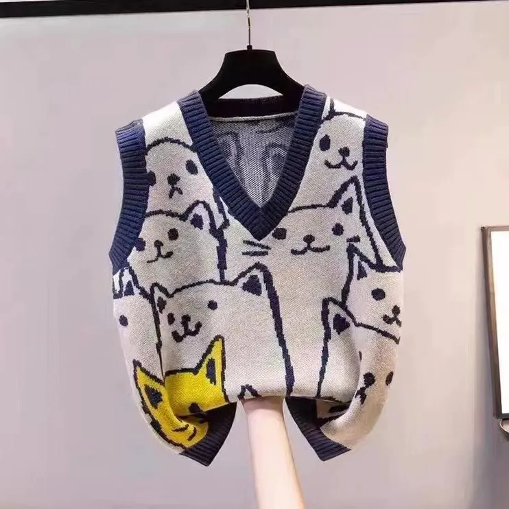 品牌折扣女装专柜撤柜正品针织背心马甲秋冬外穿v领洋气上衣马夹