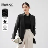 气质通勤带肩垫西装解构分割不对称唇袋正肩外套56811