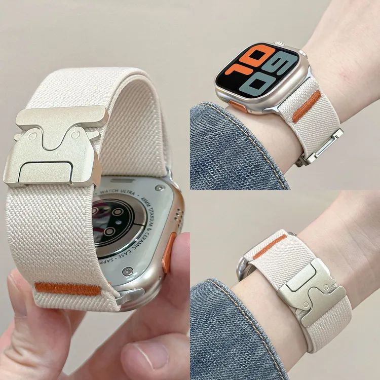 【降落伞卡扣式】适用苹果手表表带S10尼龙弹力运动iwatchs98透气SE