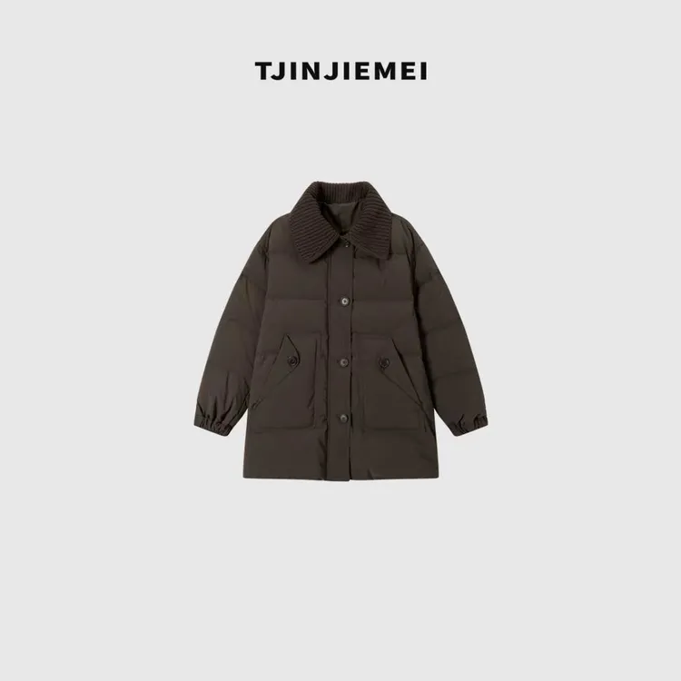 T井姐妹【织梦】设计感毛线领连帽羽绒服YRF2510-7878