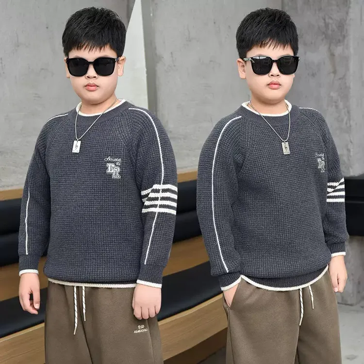 胖男童毛衣2025新款加肥加大针织衫秋冬保暖大码胖男孩宽松打底衫