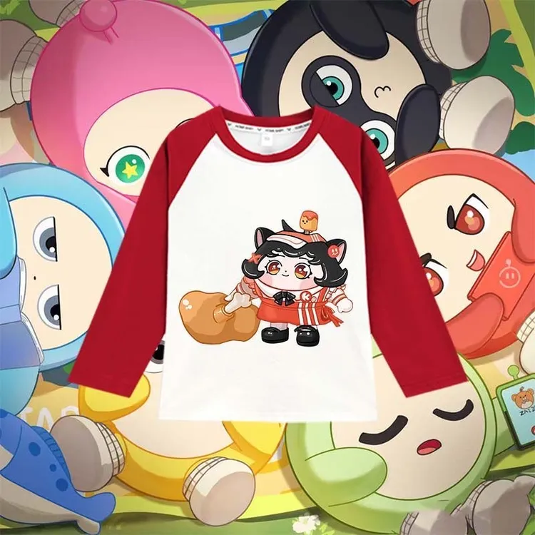 2025蛋仔派对男女童纯棉T恤2025新款儿童男宝宝春秋季插肩长袖t恤