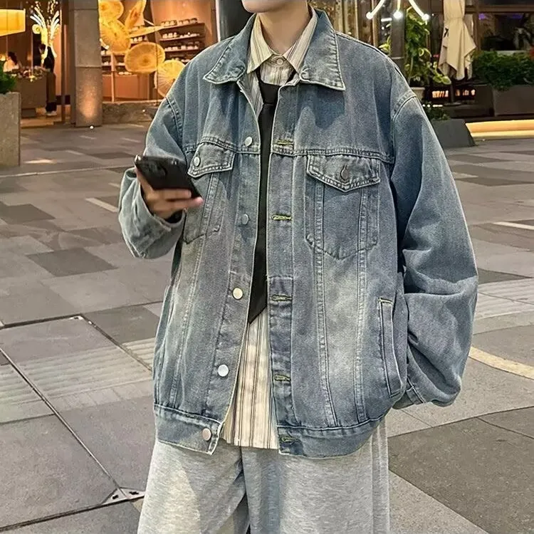 牛仔外套男女2025春秋季新款美式ins潮做旧黑色水洗夹克外