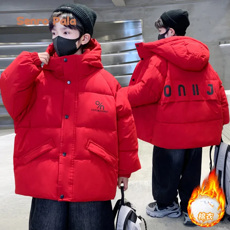 【万达撤柜】新款冬季红色连帽棉衣男女童保暖外套时尚百搭冬装