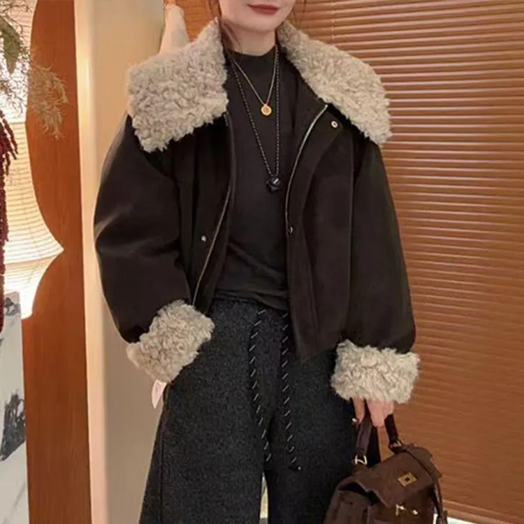 2025秋冬季新款女士今年流行显瘦棉服洋气休闲大毛领加厚外套百搭