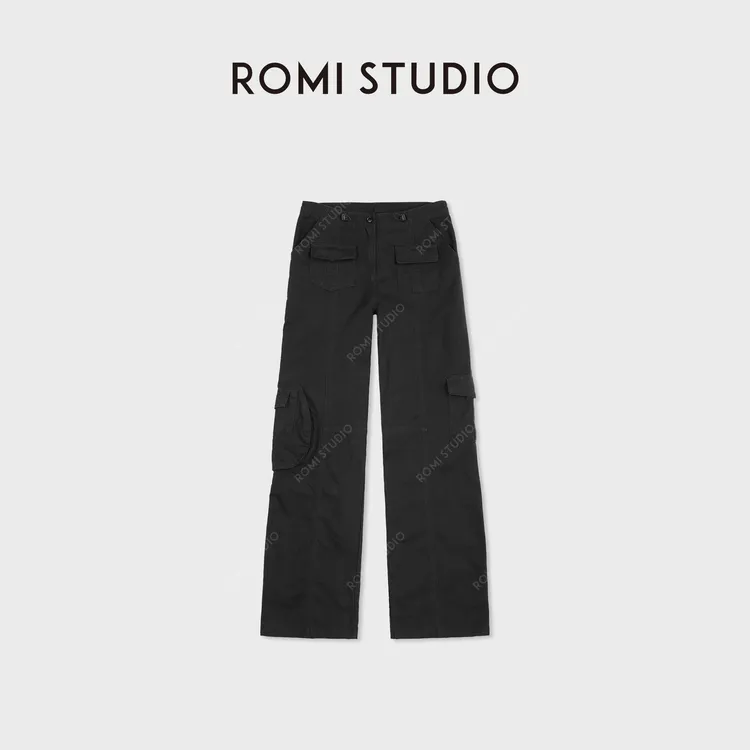 ROMI STUDIO“美式经典”100%精梳棉多口袋宽松工装裤 RWCSX87250