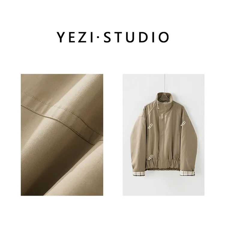 【冬日爱丁堡】三星白鹅绒羊.毛格纹时髦茧型夹克羽绒服25407002