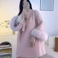 升级版千金狐狸毛袖口法式羊毛外套