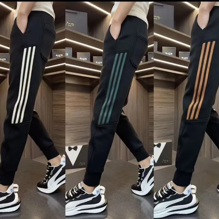 秋冬款加绒裤子男士休闲裤时尚潮流百搭弹力运动裤修身显瘦卫裤男