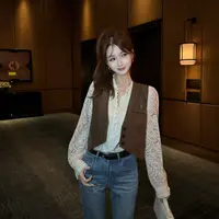 【波嬉舞曲】复古叠穿时尚新款PU皮马甲外套