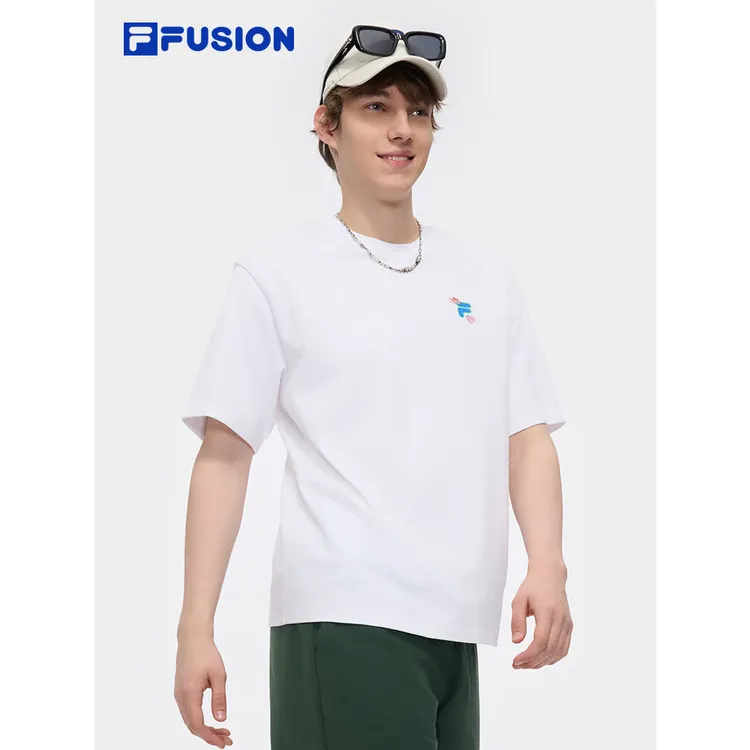 【章昊同款】FILA斐乐潮牌情侣款针织短袖25夏新款宽松纯棉凉感T