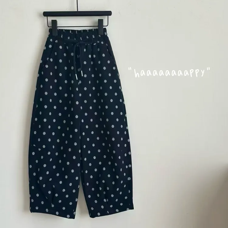 【专柜品质】儿童冬季年款女童加绒加厚波点毛呢长裤洋气百搭休闲裤