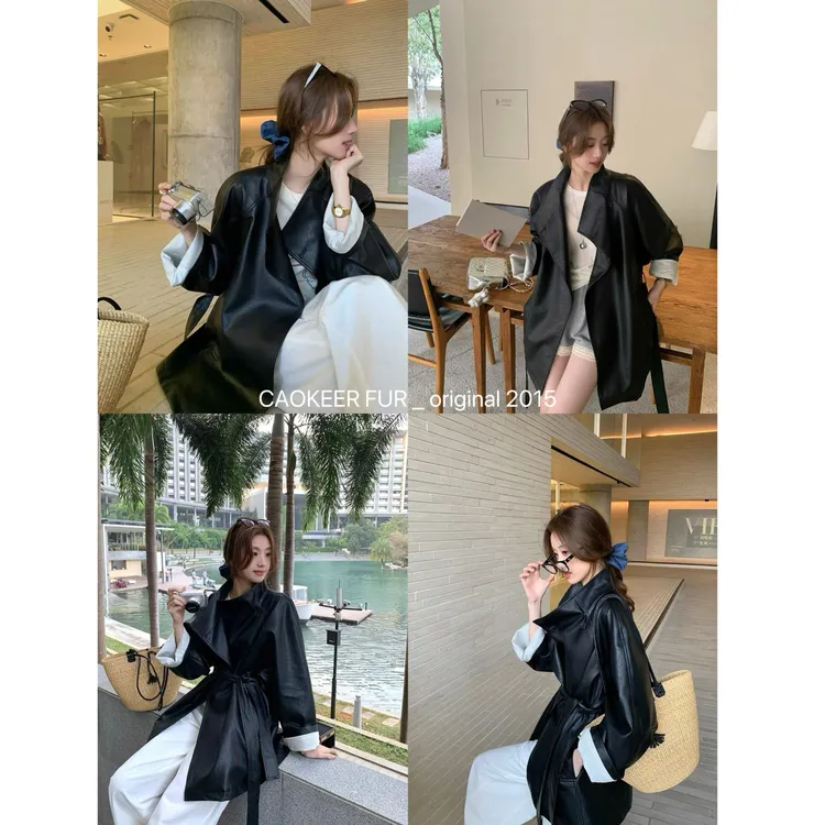 【穿搭天菜】CAOKEER曹可儿2025秋冬新款皮衣外套复古中廓形7691