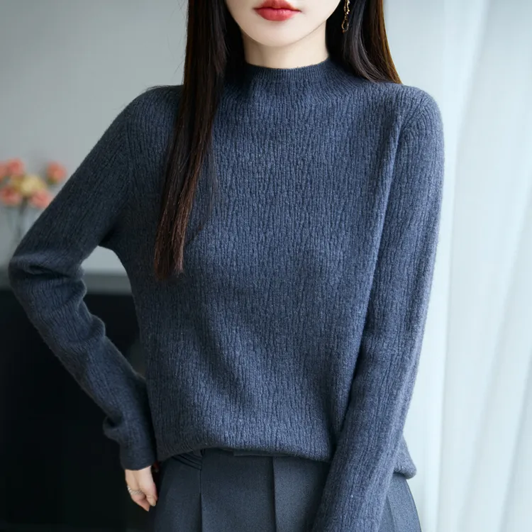 哥弟阿玛施正品2025秋冬新款精纺羊毛针织衫女翻领毛衣外套开衫女