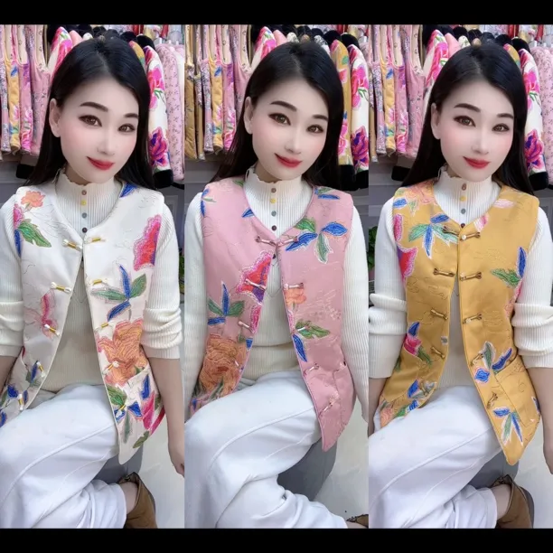 秋冬季加棉女马夹新中式时尚百搭国风棉马甲