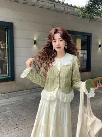 温舒敏【冰岛漫旅】港风复古拼接衬衫显瘦百搭上衣女MJ1689407