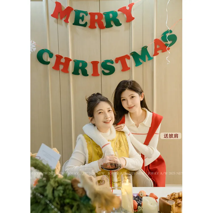 |圣诞私服|撞色含披肩翻领针织 节日氛围感 秋冬款百搭显瘦 M1373