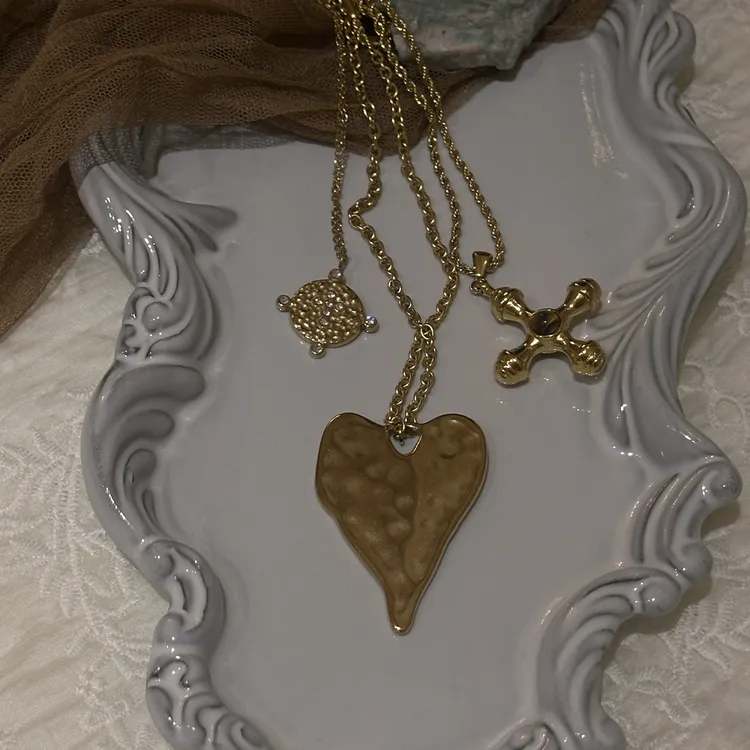 铜合金项链 一号金色系爱心十字架爱心款辣妹时尚新款