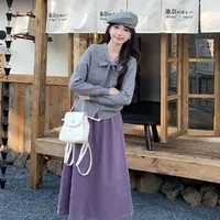 慕兔法式温柔甜美针织开衫搭宽松显瘦半身裙两件套女2025秋季新款