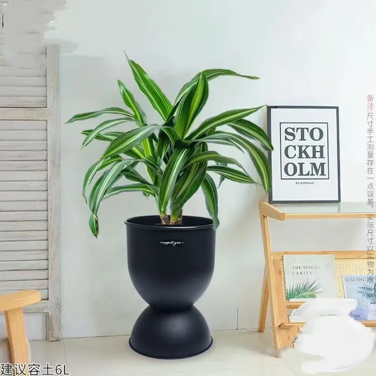 【黑色时尚直播间同款大酒杯花盆】百搭加厚树脂桌摆高颜值花盆235