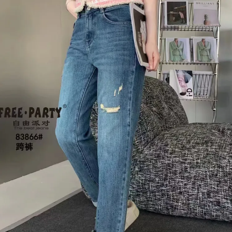 韩版自由派9分款高质量烟管牛仔裤83866